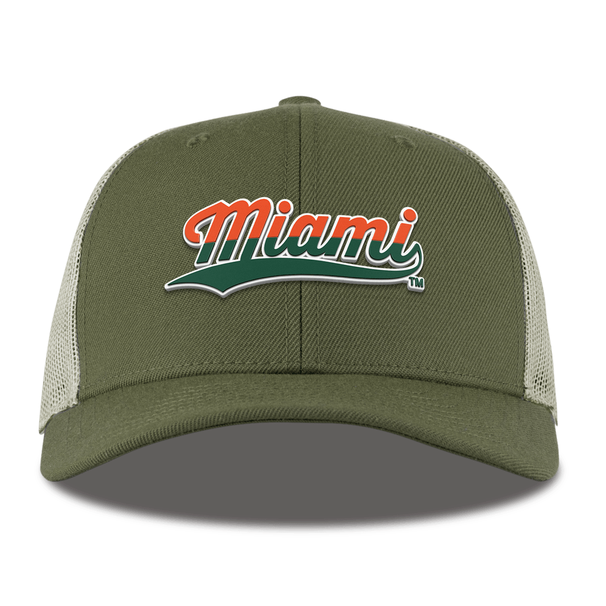 University of Miami "Miami Script" Curved  Trucker Light Loden