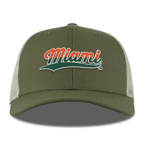 University of Miami "Miami Script" Curved  Trucker Light Loden