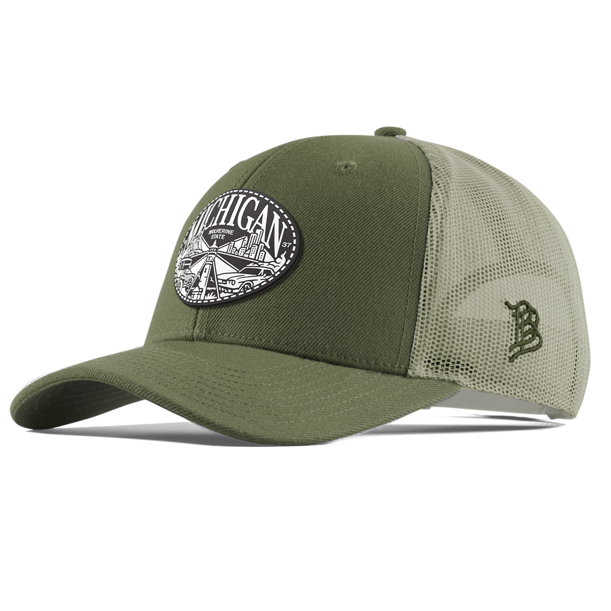 Michigan Traveler Curved Trucker Light Loden