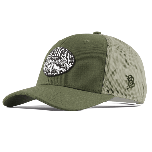 Michigan Traveler Curved Trucker Light Loden