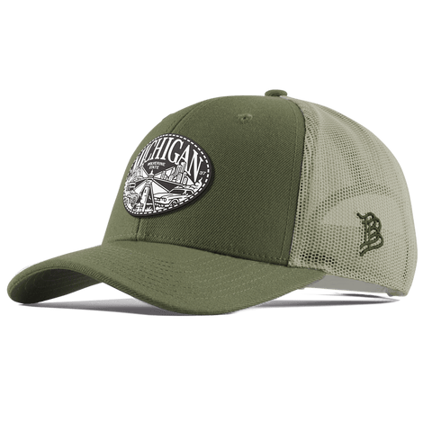 Michigan Traveler Curved Trucker Light Loden