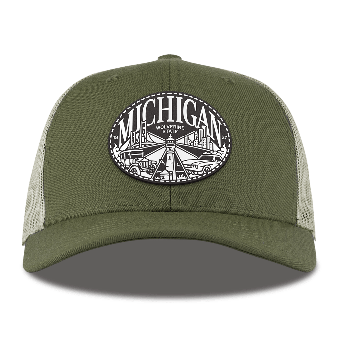 Michigan Traveler Curved Trucker Light Loden