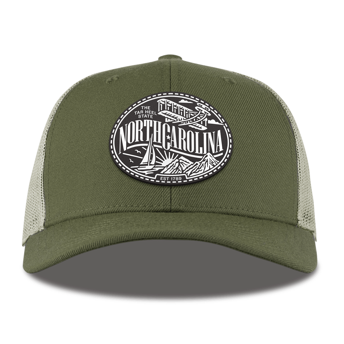 North Carolina Traveler Curved Trucker Light Loden