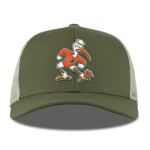 University of Miami "Sebastian the Ibis" Curved  Trucker Light Loden