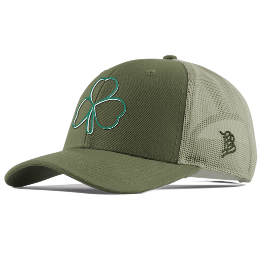 Stacked Shamrock Curved Trucker Light Loden