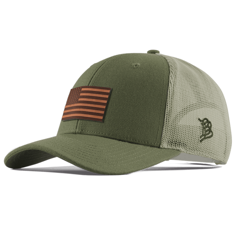 Old Glory Curved Trucker Light Loden