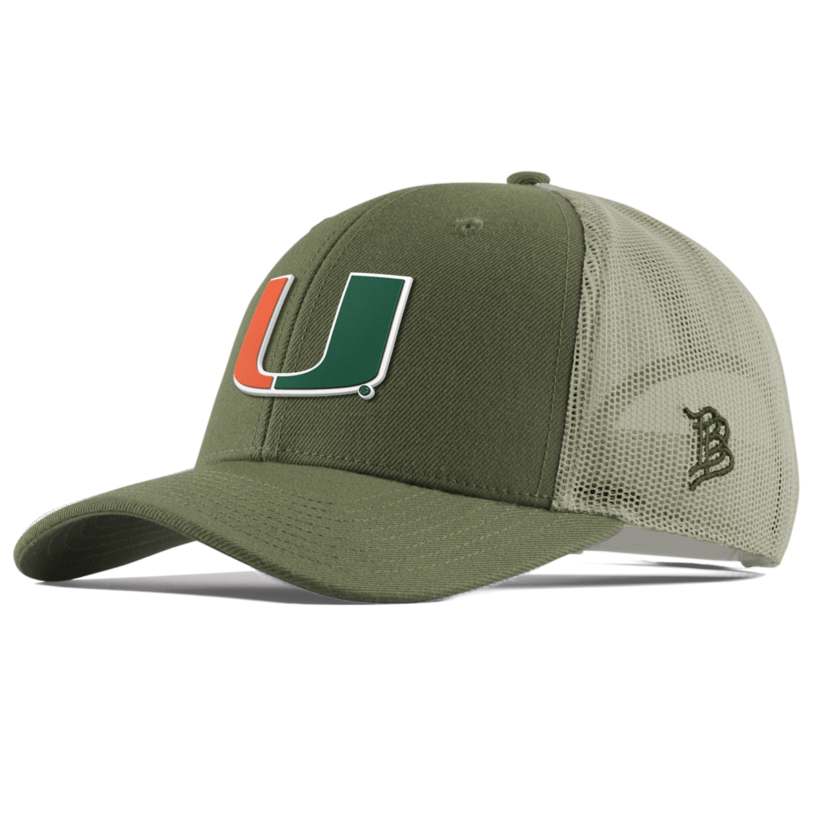 University of Miami "Miami Team Logo" Curved  Trucker Light Loden