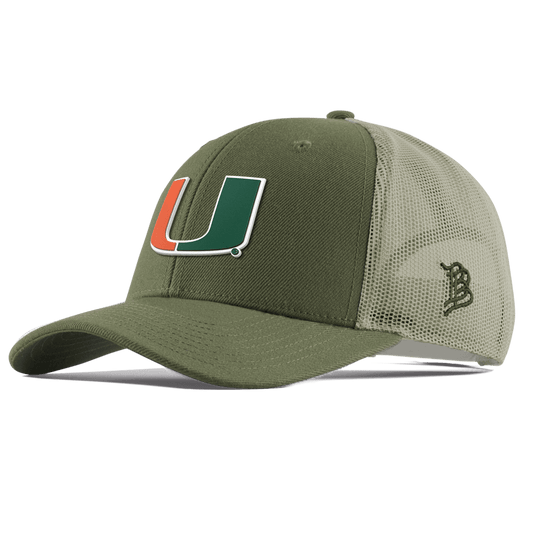 University of Miami "Miami Team Logo" Curved  Trucker Light Loden