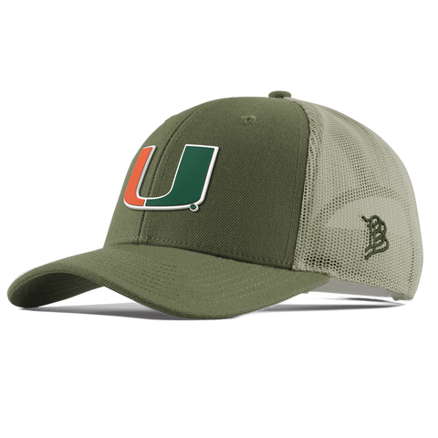 University of Miami "Miami Team Logo" Curved  Trucker Light Loden