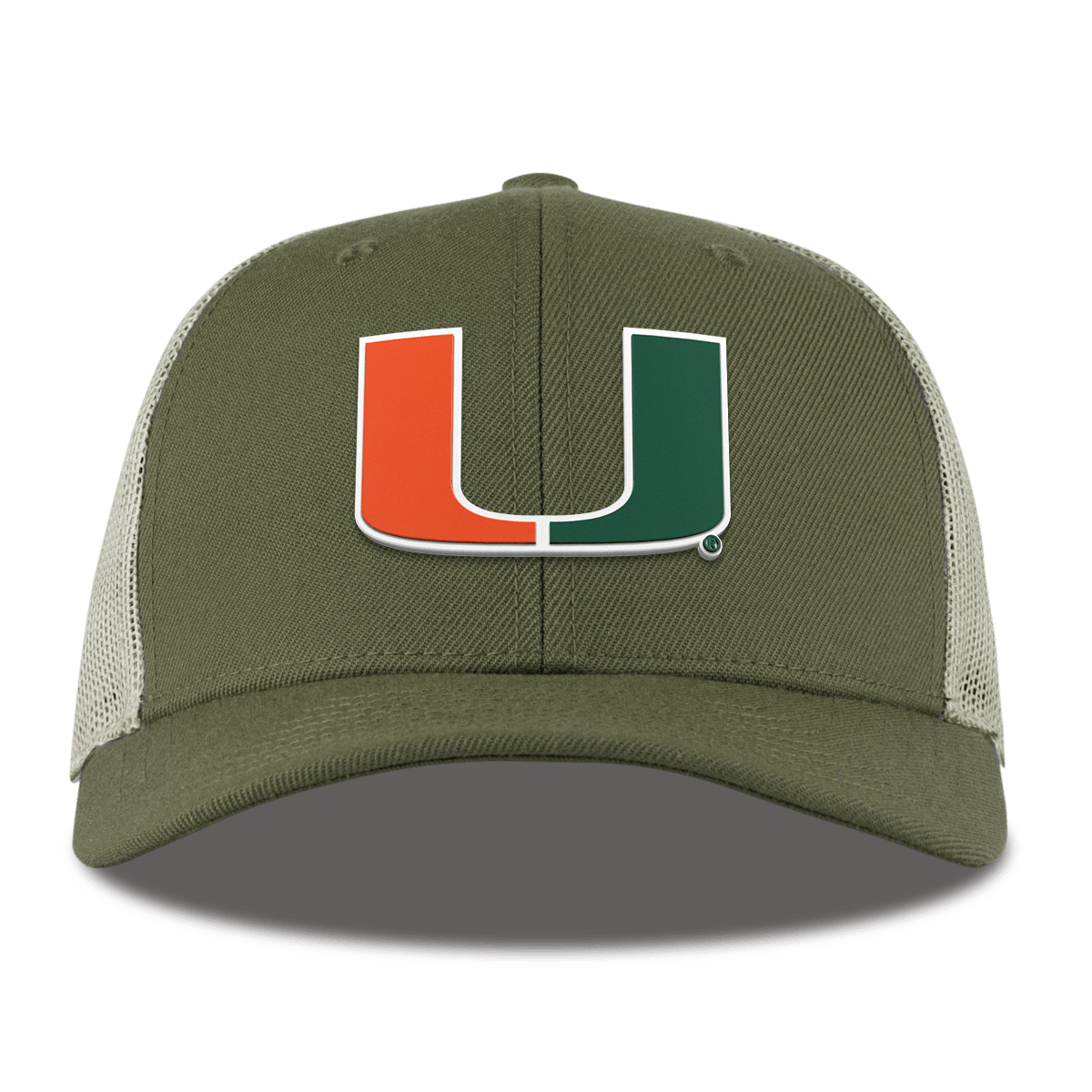University of Miami "Miami Team Logo" Curved  Trucker Light Loden