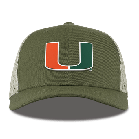 University of Miami "Miami Team Logo" Curved  Trucker Light Loden