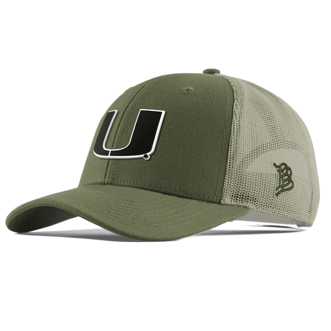 University of Miami "Vintage Miami Team Logo" Curved  Trucker Light Loden