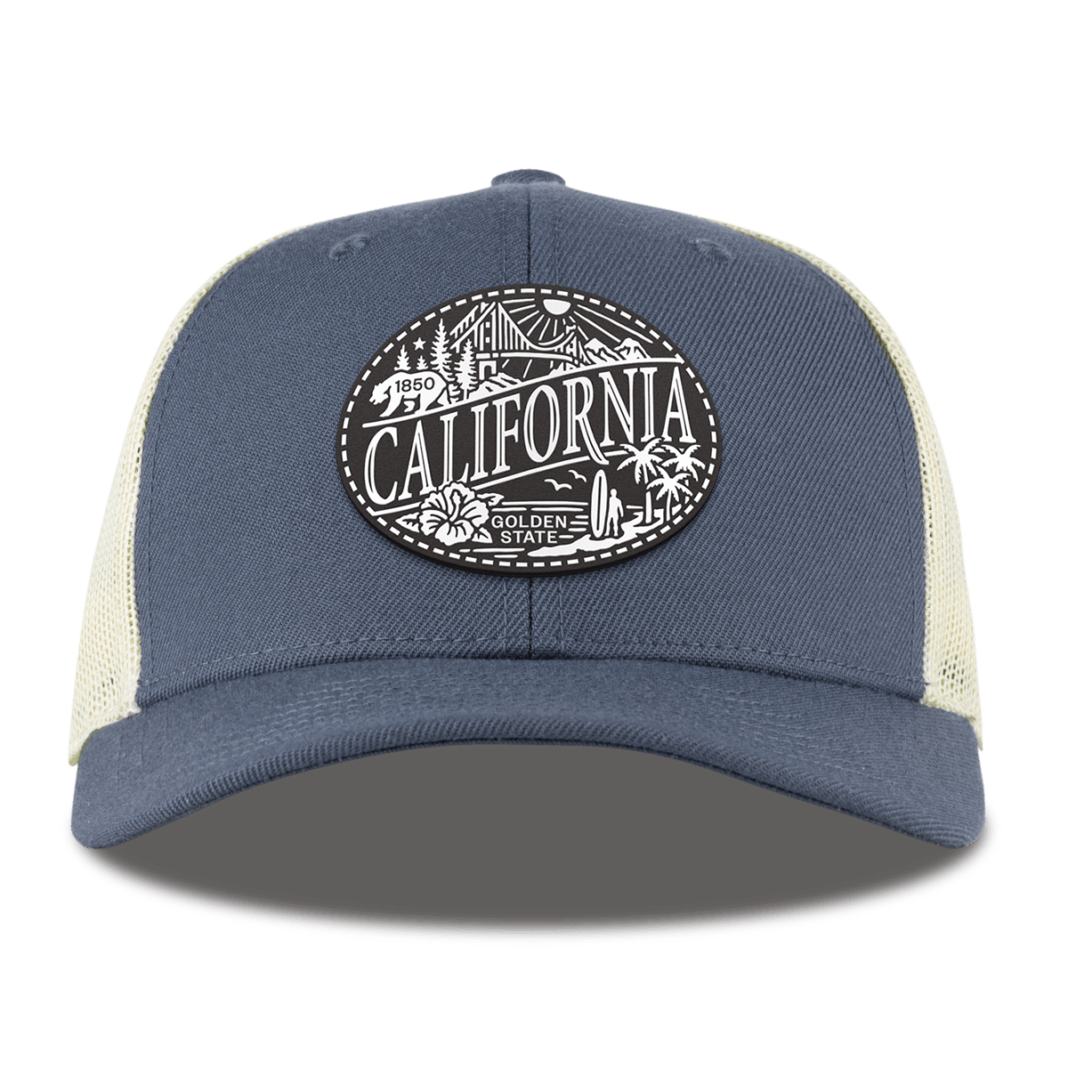 California Traveler Curved Trucker Light Navy