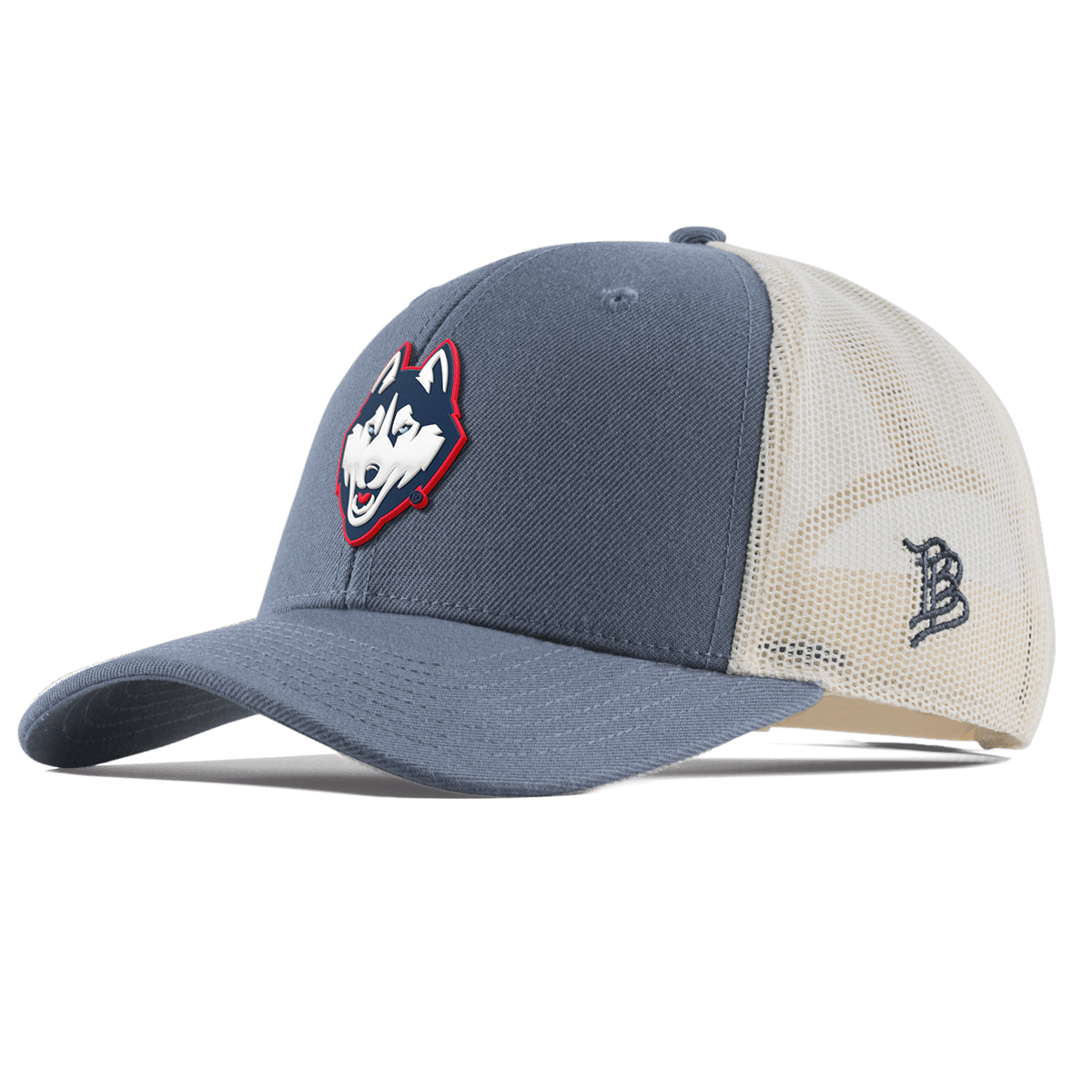 University of Connecticut "Huskies Mascot" Curved Trucker Light Navy