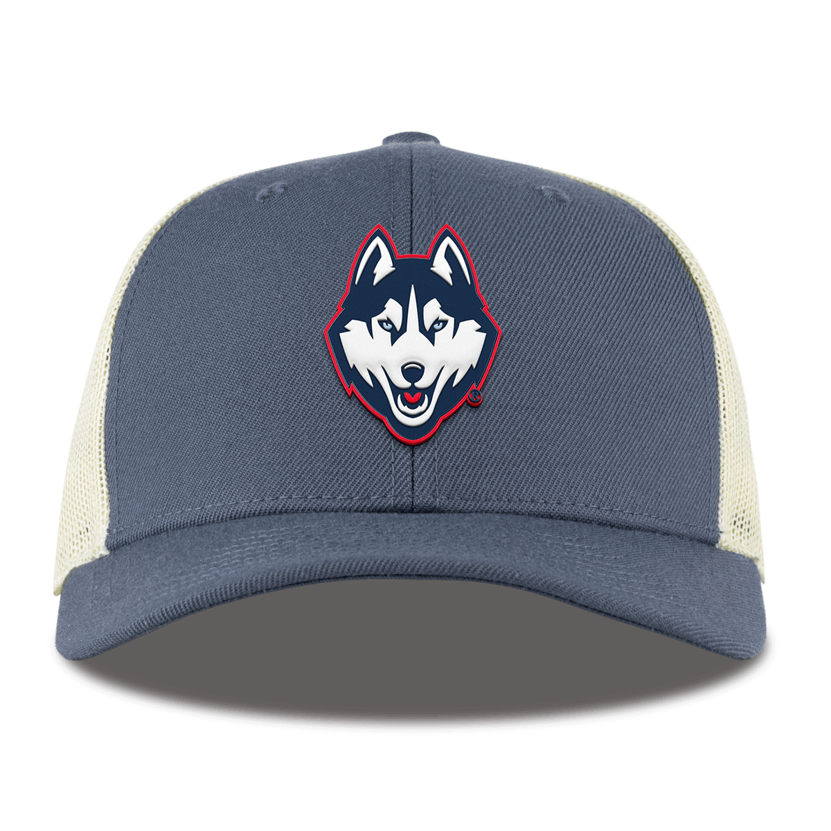 University of Connecticut "Huskies Mascot" Curved Trucker Light Navy