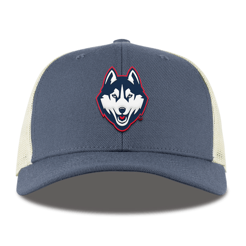 University of Connecticut "Huskies Mascot" Curved Trucker Light Navy