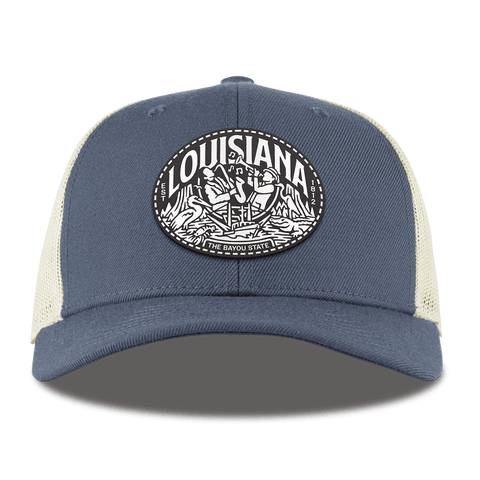 Louisiana Traveler Curved Trucker Light Navy