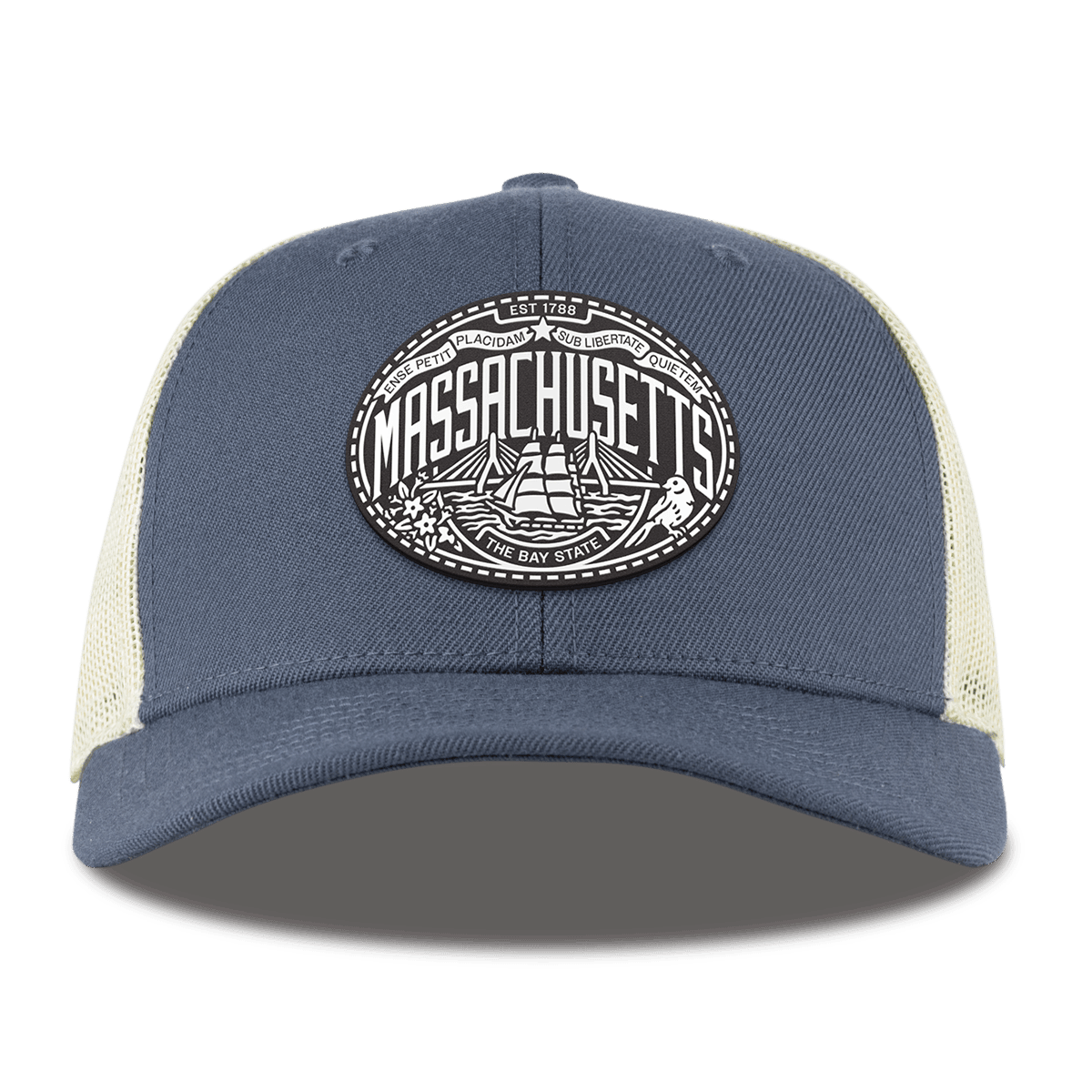 Massachusetts Traveler Curved Trucker Light Navy