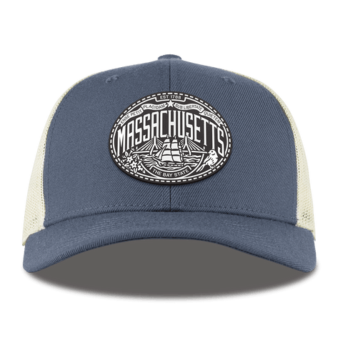 Massachusetts Traveler Curved Trucker Light Navy