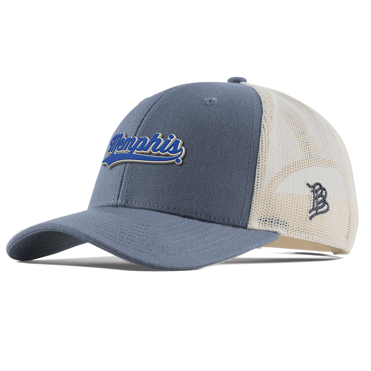 University of Memphis "Memphis Script" Curved Trucker Light Navy