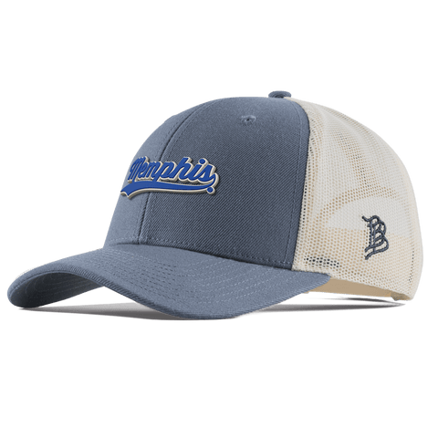 University of Memphis "Memphis Script" Curved Trucker Light Navy