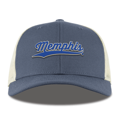 University of Memphis "Memphis Script" Curved Trucker Light Navy
