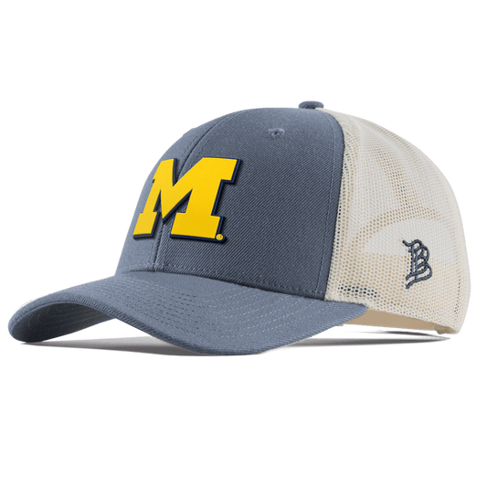 University of Michigan "Michigan Block" Curved Trucker Light Navy