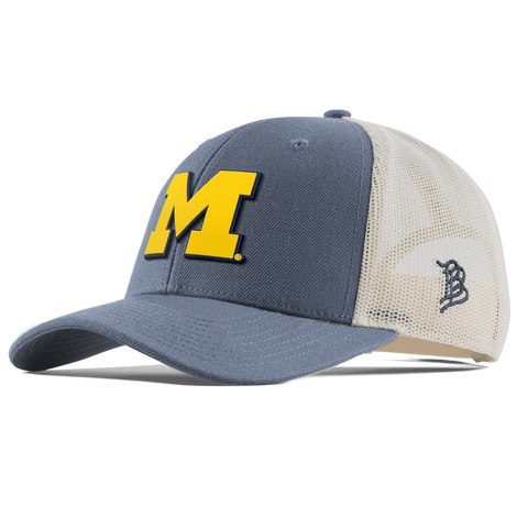 University of Michigan "Michigan Block" Curved Trucker Light Navy