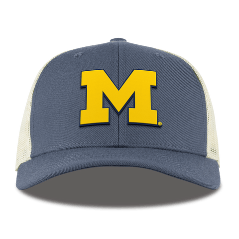 University of Michigan "Michigan Block" Curved Trucker Light Navy