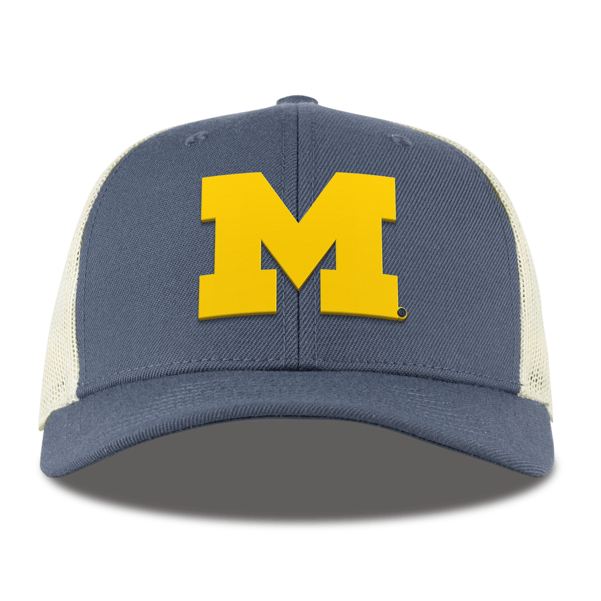 University of Michigan "Michigan Gold Block" Curved Trucker Light Navy