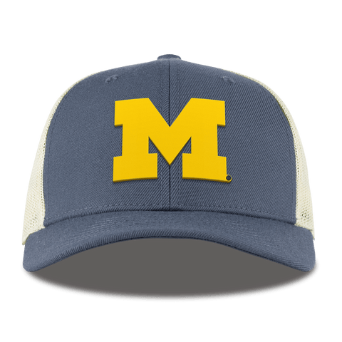 University of Michigan "Michigan Gold Block" Curved Trucker Light Navy