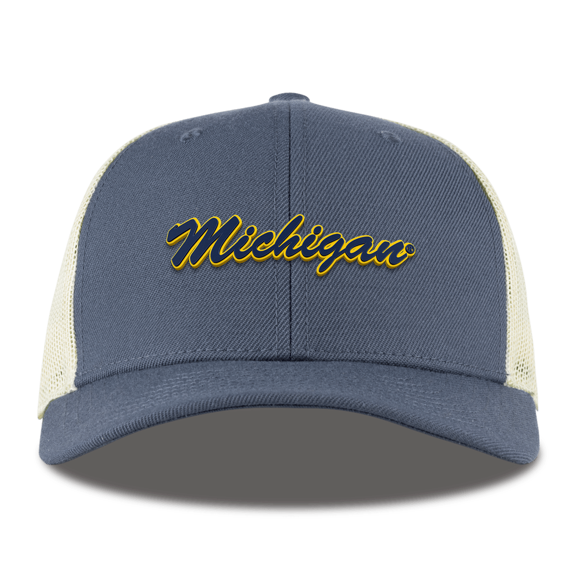 University of Michigan "Michigan Script" Curved Trucker Light Navy