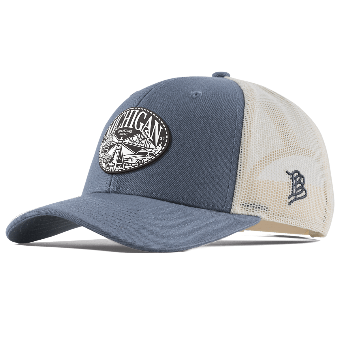 Michigan Traveler Curved Trucker Light Navy