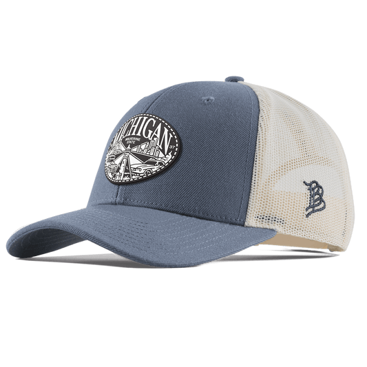 Michigan Traveler Curved Trucker Light Navy