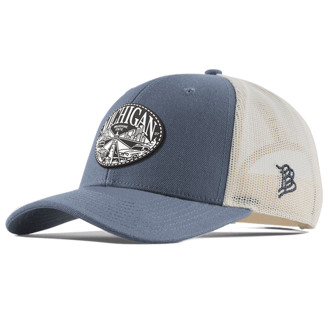 Michigan Traveler Curved Trucker Light Navy