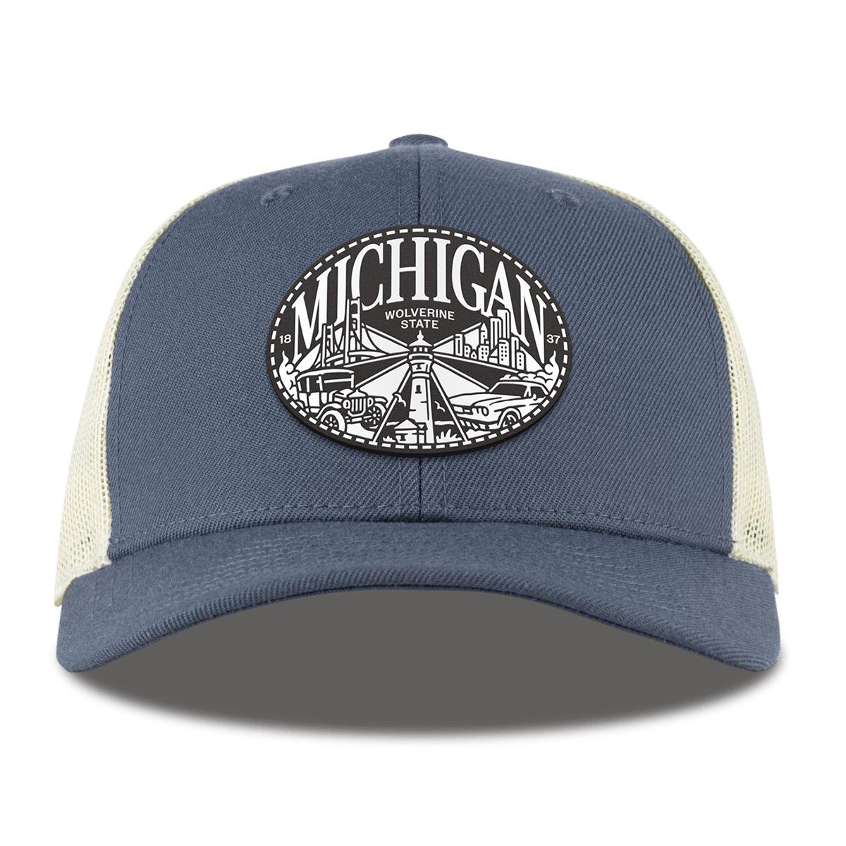 Michigan Traveler Curved Trucker Light Navy