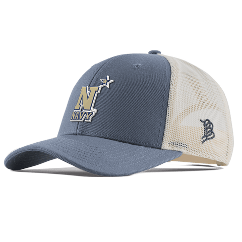United States Naval Academy "Naval Academy Team Logo Gold" Curved Trucker Light Navy