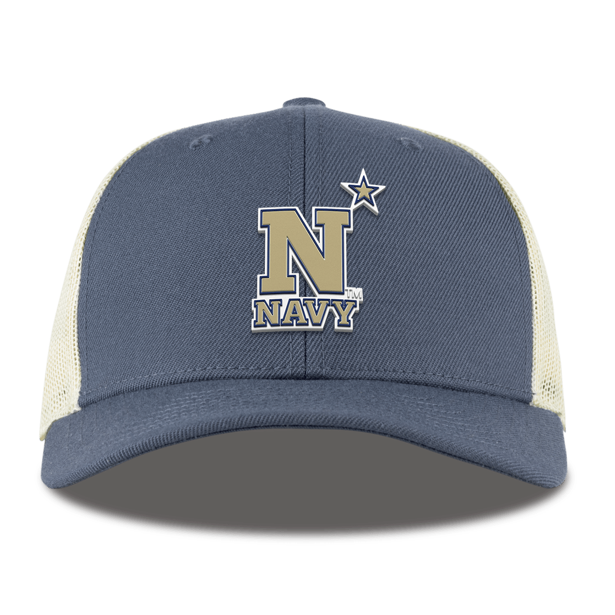 United States Naval Academy "Naval Academy Team Logo Gold" Curved Trucker Light Navy