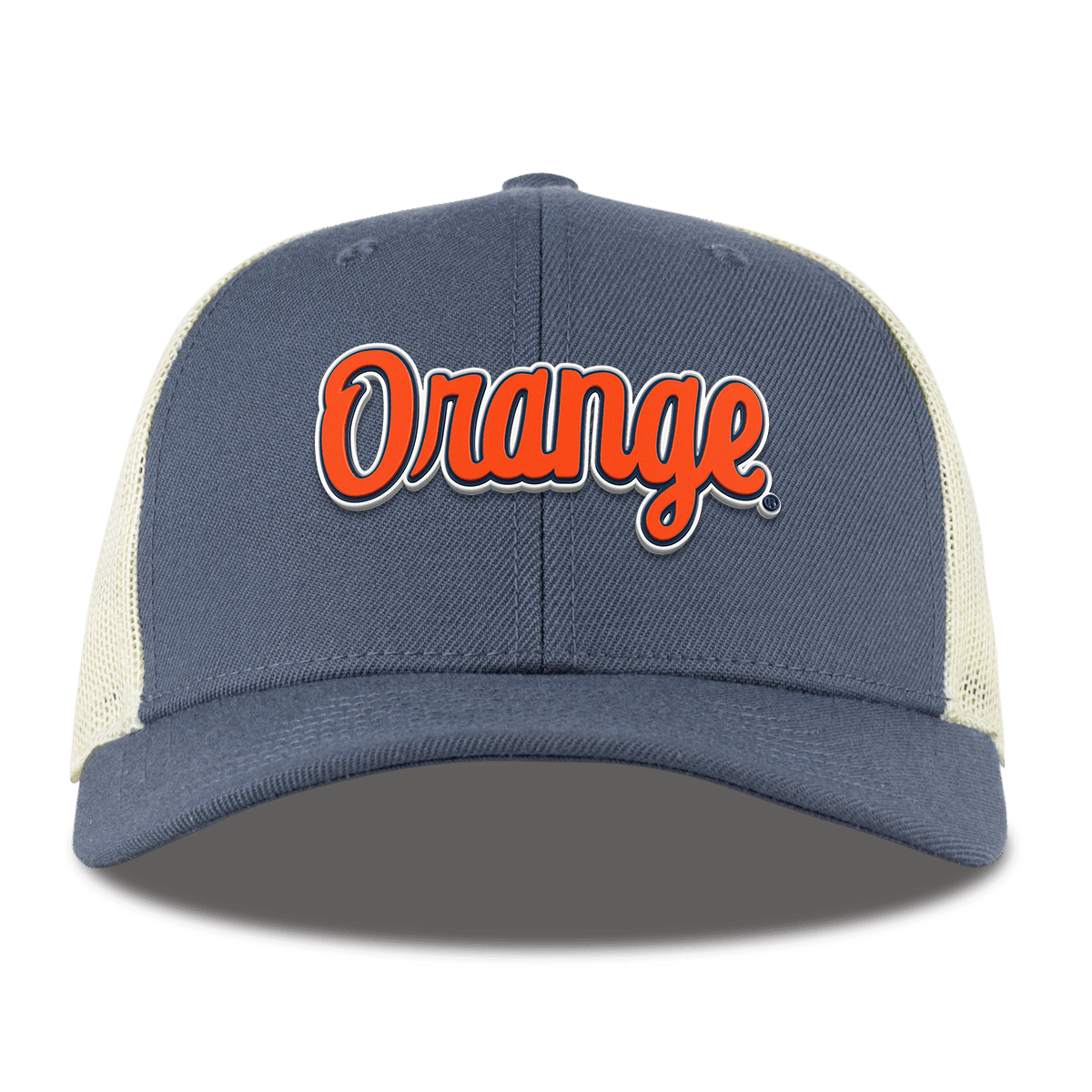 Syracuse University "Orange Throwback Script" Curved Trucker Light Navy