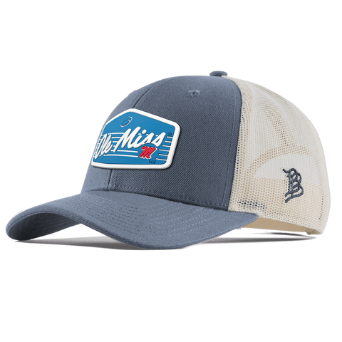 University of Mississippi "Rebel Football" Curved Trucker Light Navy