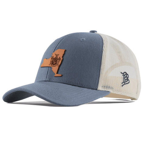New York 11 Curved Trucker Light Navy