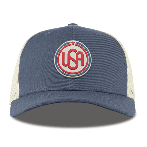 USA Icon Curved Trucker Light Navy