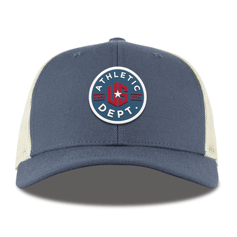 US Athletic Curved Trucker Light Navy