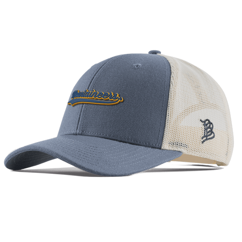 West Virginia University "West Virginia Mountaineers Script" Curved Trucker Light Navy