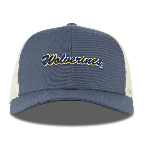 University of Michigan "Wolverines Script" Curved Trucker Light Navy