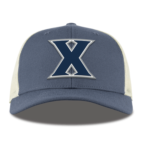 Xavier University "Xavier Block" Curved Trucker Light Navy