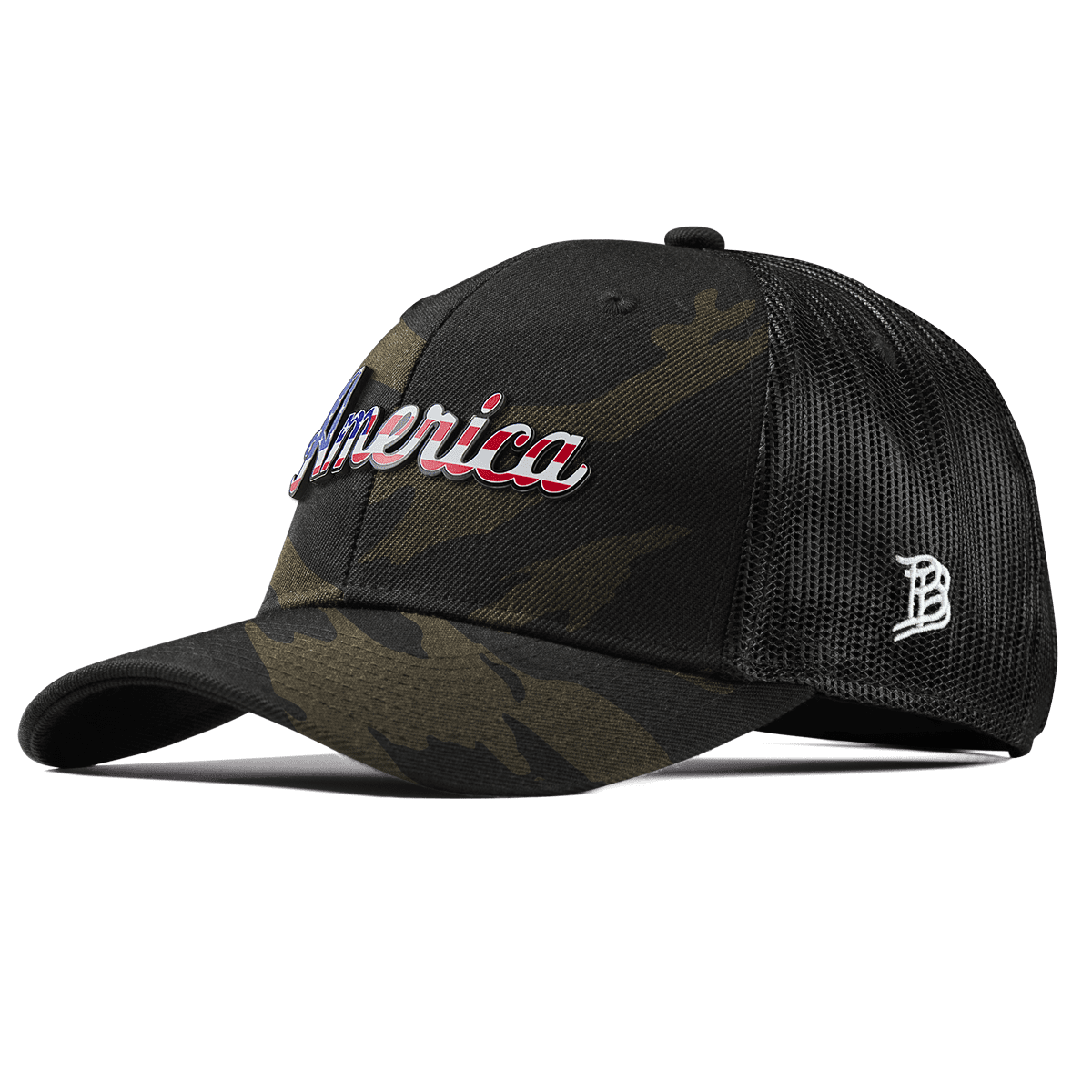 America Curved Trucker Midnight Camo