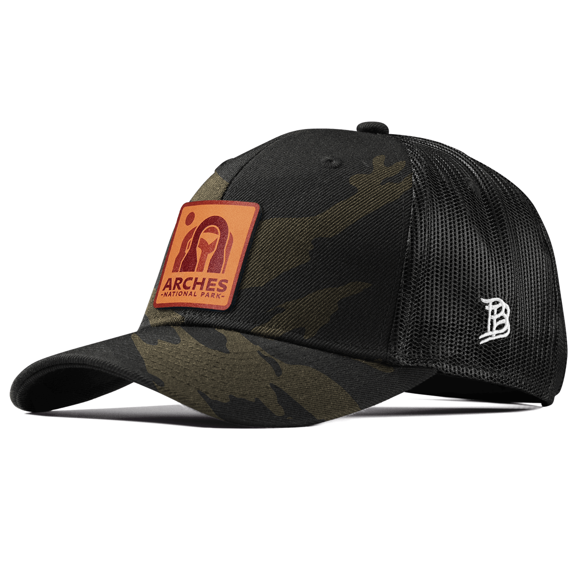 Arches National Park Curved Trucker Midnight Camo