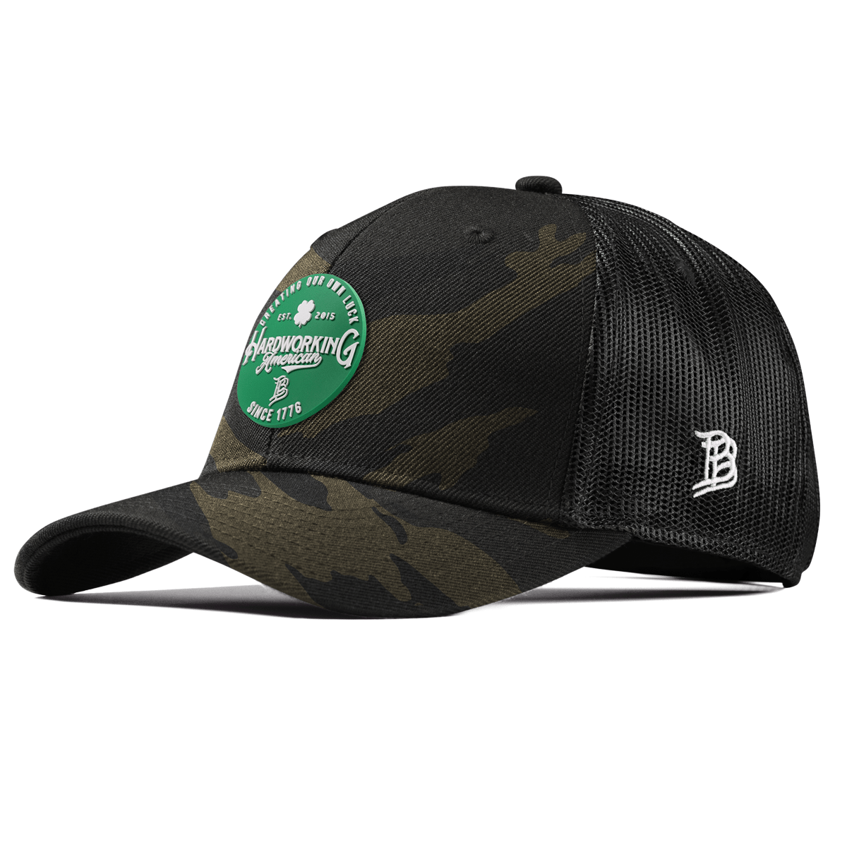 Get The Green Curved Trucker Midnight Camo
