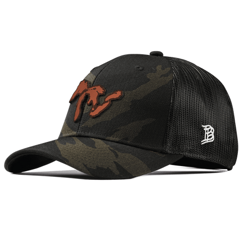 The Great Lakes Curved Trucker Midnight Camo